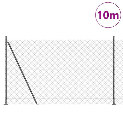 Kædehegn med betonbund 10 x 1,6 m PVC-belagt stål Grå Mesh