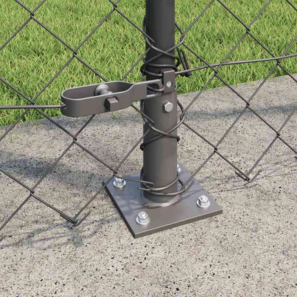 Kædehegn med betonbund 10 x 1,6 m PVC-belagt stål Grå Mesh