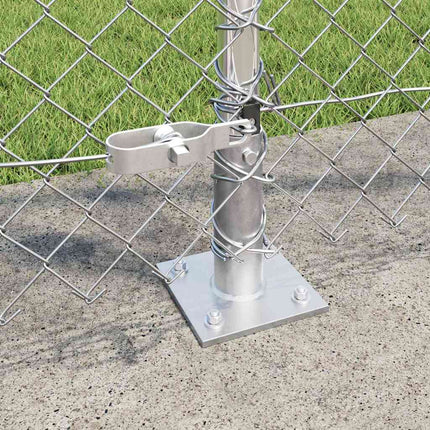 Udendørs kædedysehegn med betonbase 10 x 1,2 m Sølv Mesh