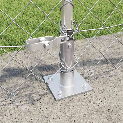 Udendørs kædedysehegn med betonbase 10 x 0,4 m Sølv Mesh