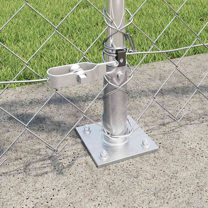 Kædehegn med betonbund 10 x 1 m Galvaniseret stål Sølv Mesh