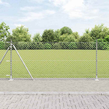 Udendørs kædedysehegn med betonbase 25 x 0,8 m Sølv Mesh