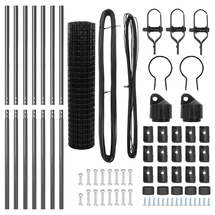 Eurohegn Ground Fix 10 x 1,2 m PVC-belagt stål Grå Mesh