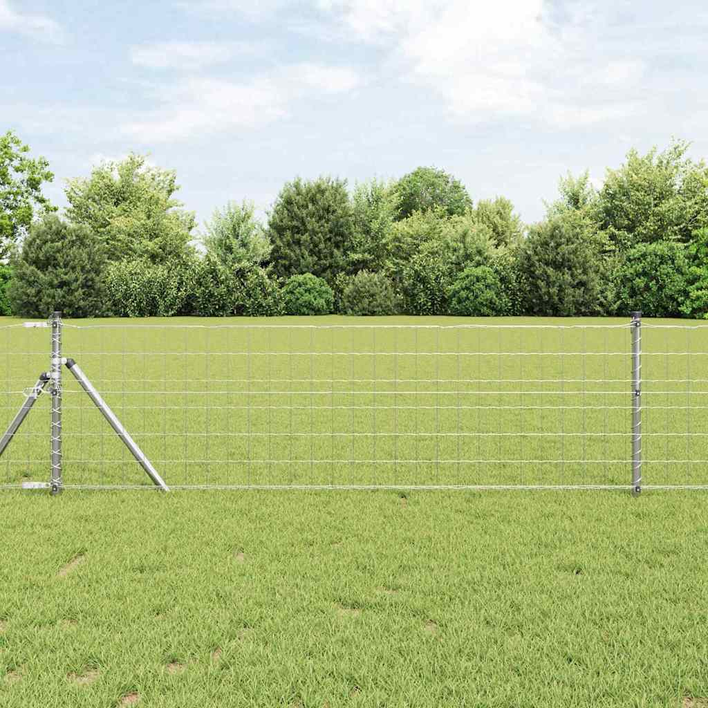 Hegn med post Sølv 0,8 x 10 m Stål og PVC