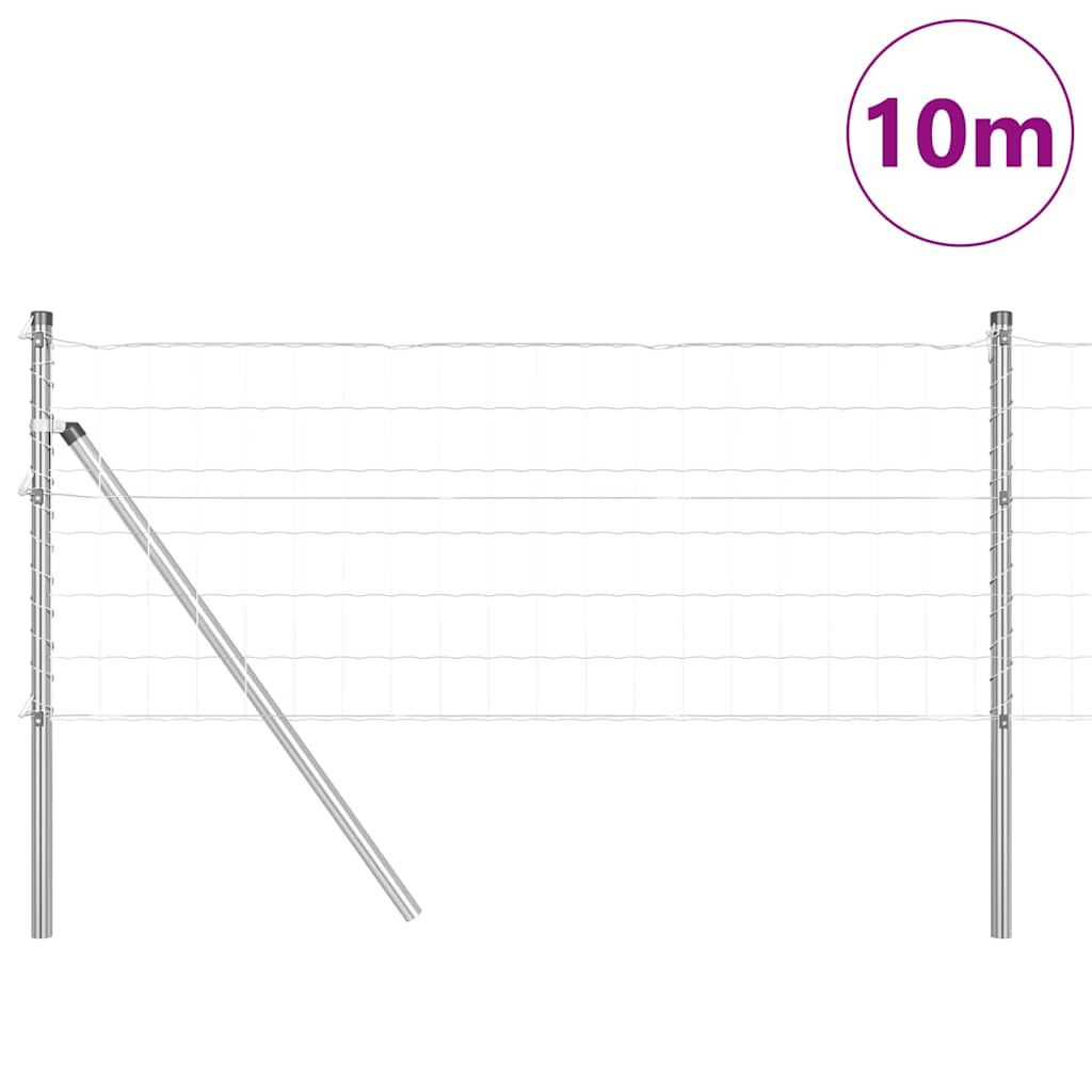 Hegn med post Sølv 0,8 x 10 m Stål og PVC