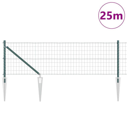 Udendørs Euro hegn med pigge 25 x 0,4 m PVC-belagt stål Grøn