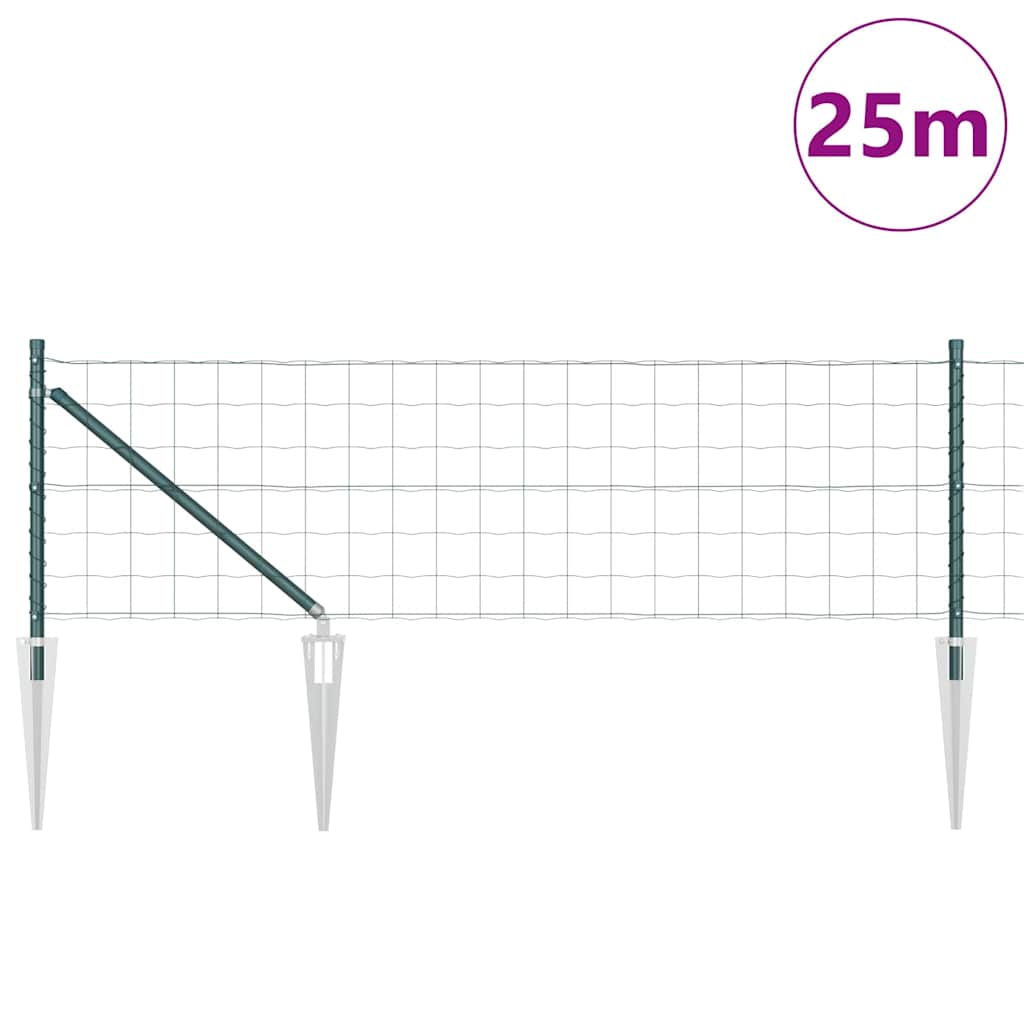 Hegn med post Grøn 0,6 x 25 m Stål og PVC