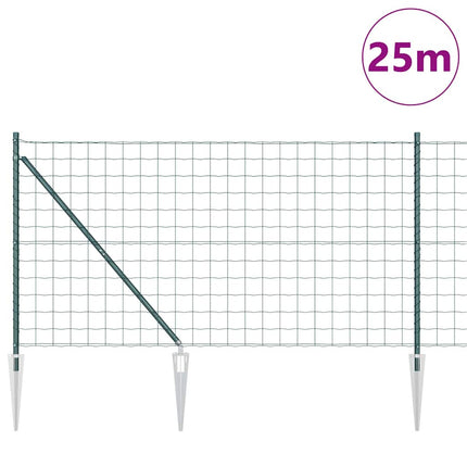 Udendørs Euro hegn med pigge 25 x 1,2 m PVC-belagt stål Grøn