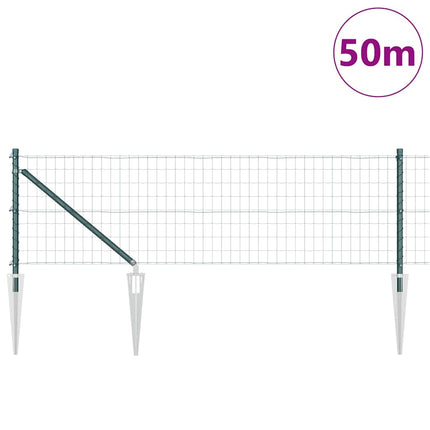 Udendørs Euro hegn med pigge 50 x 0,4 m PVC-belagt stål Grøn