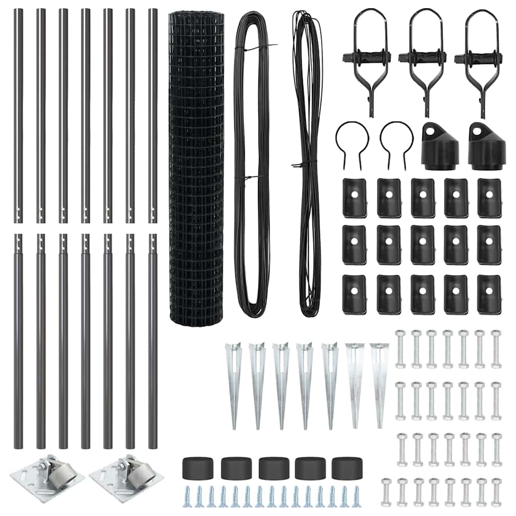 Svejset trådhegn med spidser 10 x 1,5 m (B x H) PVC-belagt stål