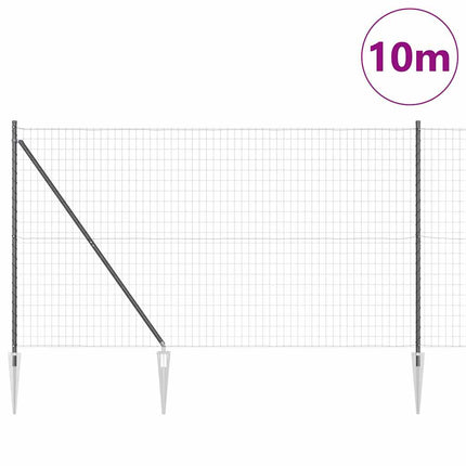 Udendørs Euro hegn med pigge 10 x 1,6 m PVC-belagt stål Grå