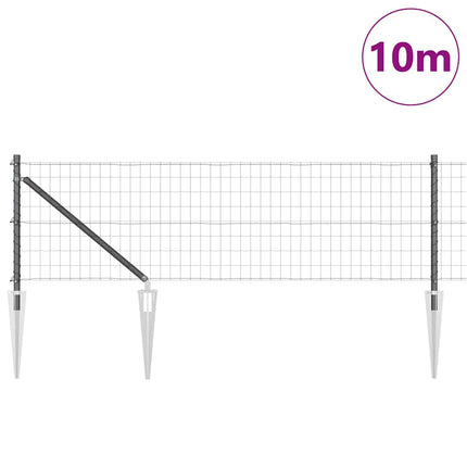 Udendørs Euro hegn med pigge 10 x 0,4 m PVC-belagt stål Grå