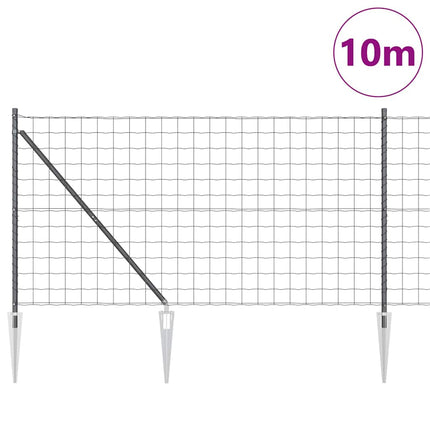 Euro Hegn med Spidser 10 x 1,2 m PVC-belagt stål Grå Mesh