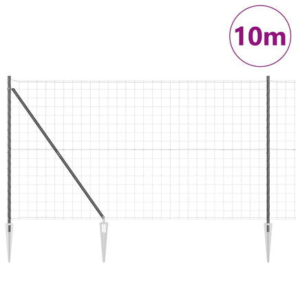 Udendørs Euro hegn med pigge 10 x 1,5 m PVC-belagt stål Grå