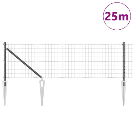 Euro Hegn med Spidser 25 x 0,6 m PVC-belagt stål Grå Mesh