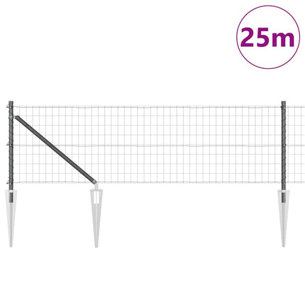 Udendørs Euro Hegn med Stifter 25 x 0,4 m PVC-belagt stål Grå