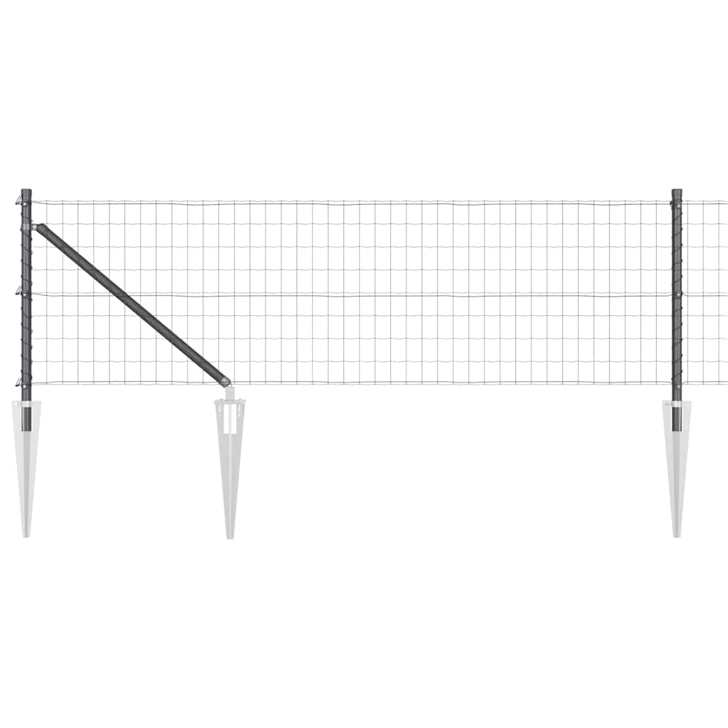 Svejset trådhegn med spidser 25 x 0,8 m (B x H) PVC-belagt stål