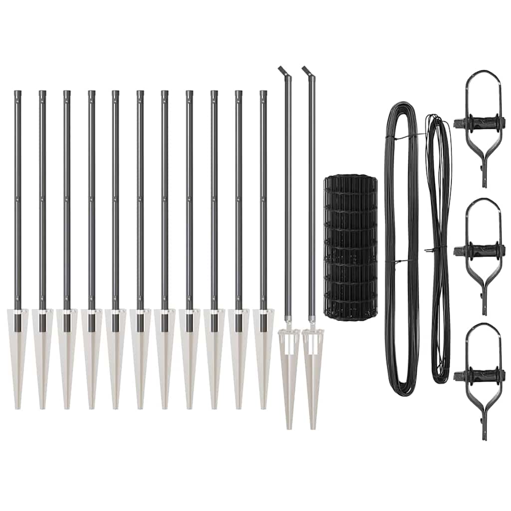 Svejset trådhegn med spidser 25 x 0,8 m (B x H) PVC-belagt stål