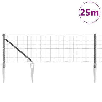 Udendørs Euro hegn med pigge 25 x 0,6 m PVC-belagt stål Grå
