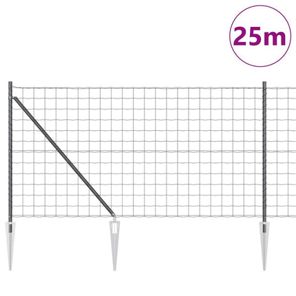 Euro Hegn med Spidser 25 x 1 m PVC-belagt stål Grå Mesh