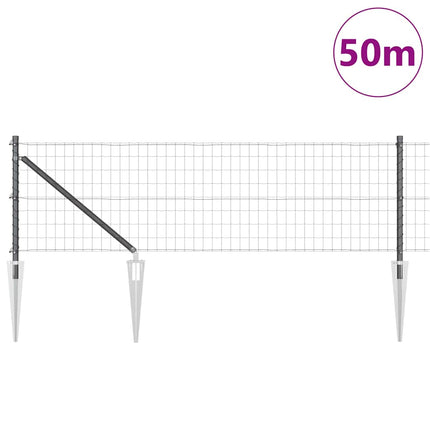 Udendørs Euro hegn med pigge 50 x 0,4 m PVC-belagt stål Grå