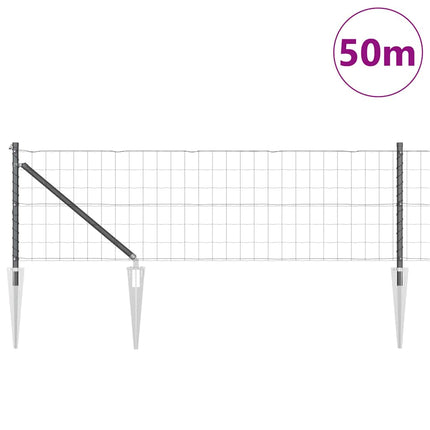 Udendørs Euro hegn med pigge 50 x 0,4 m PVC-belagt stål Grå