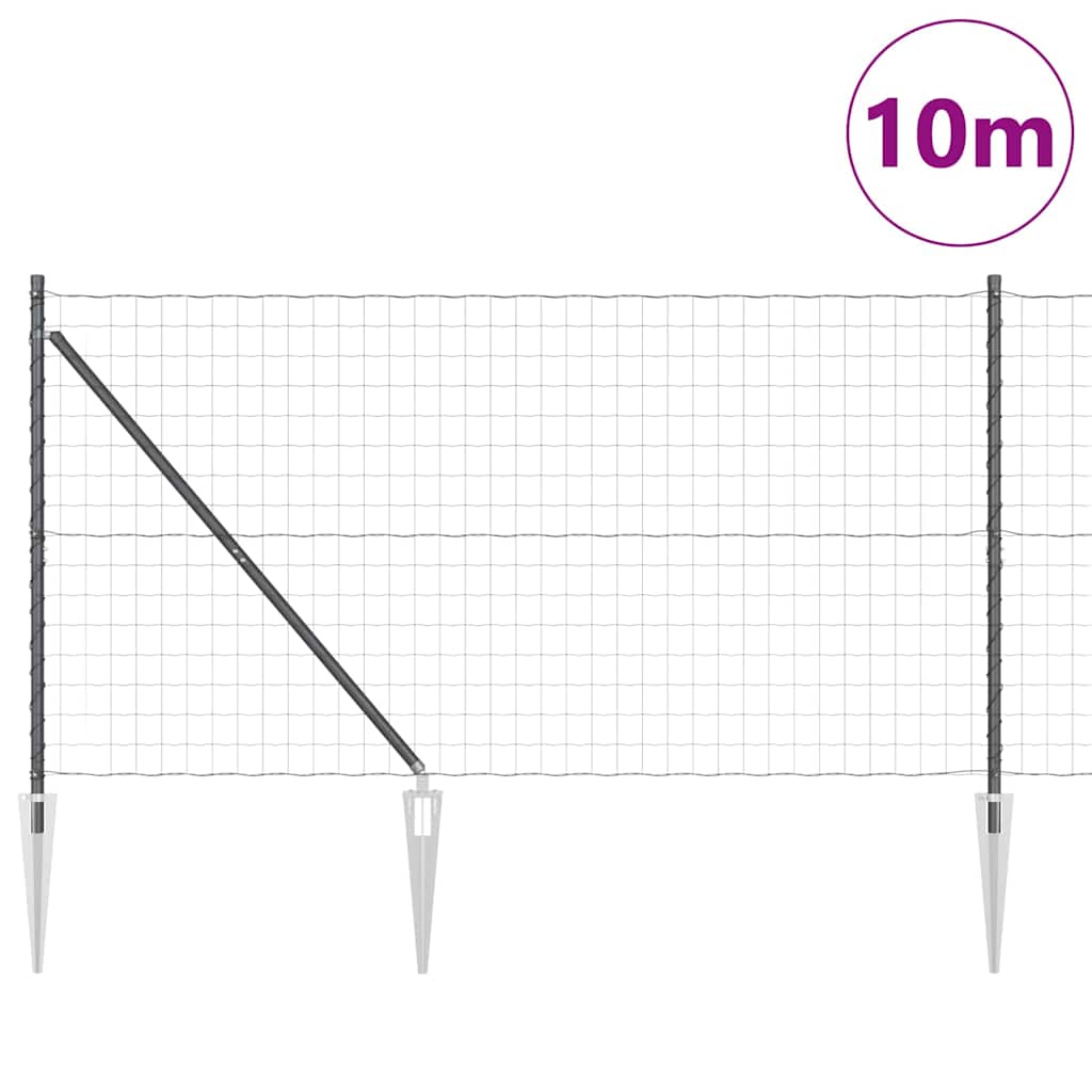 Svejset trådhegn med spidser 10 x 1,2 m (B x H) PVC-belagt stål