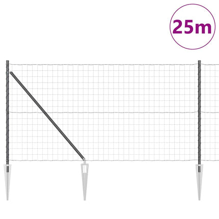 Udendørs Euro hegn med pigge 25 x 1 m PVC-belagt stål Grå Mesh