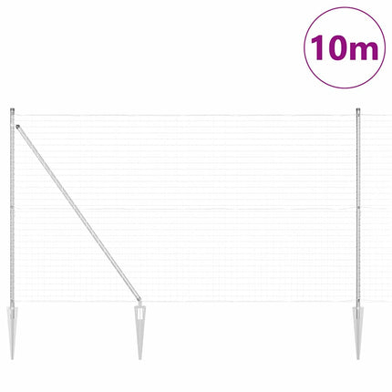 Udendørs Euro hegn med pigge 10 x 1,6 m Sølv Mesh