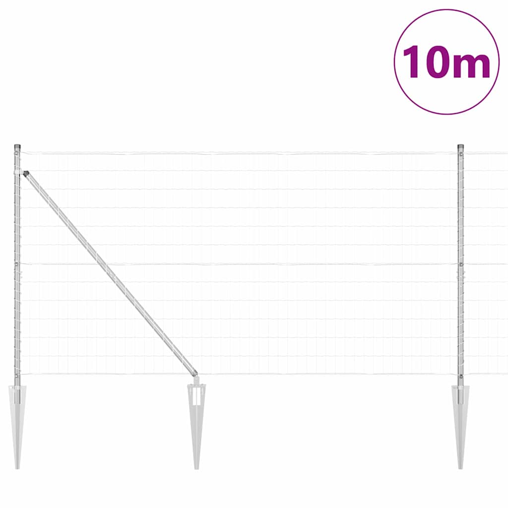 Hegn med post Sølv 1,4 x 10 m Stål
