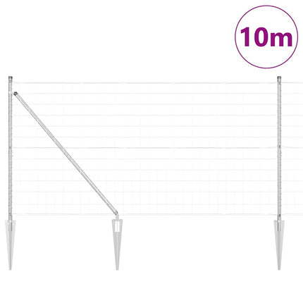 Udendørs Euro hegn med pigge 10 x 1,2 m Sølv Mesh