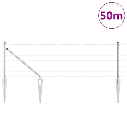 Udendørs Euro hegn med pigge 50 x 0,4 m Galvaniseret stål Sølv