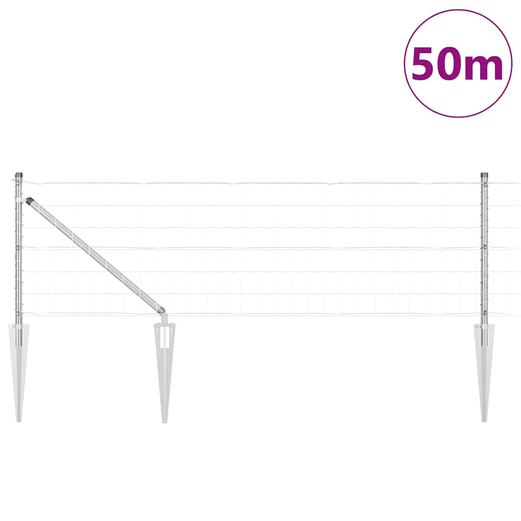 Hegn med post Sølv 0,4 x 50 m Stål