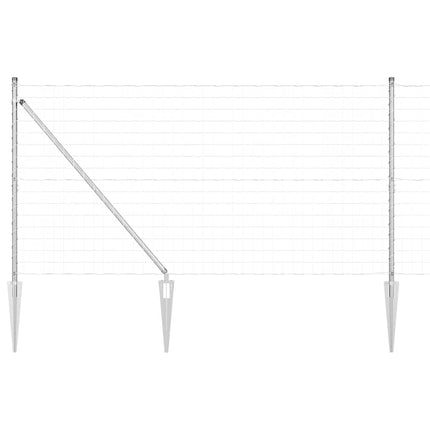 Udendørs Euro hegn med pigge 25 x 1,2 m Sølv Mesh