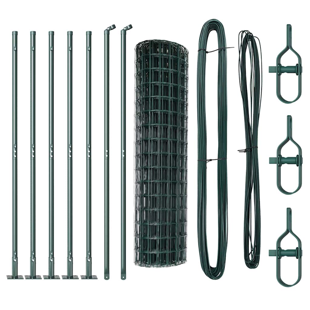 Hegn med post Grøn 0,8 x 10 m Stål og PVC
