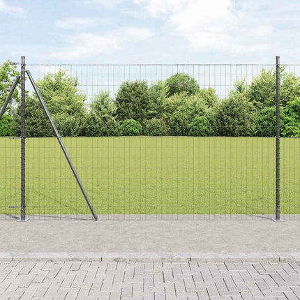 Udendørs Euro-hegn med betonfundament 10 x 1,5 m Grå Mesh