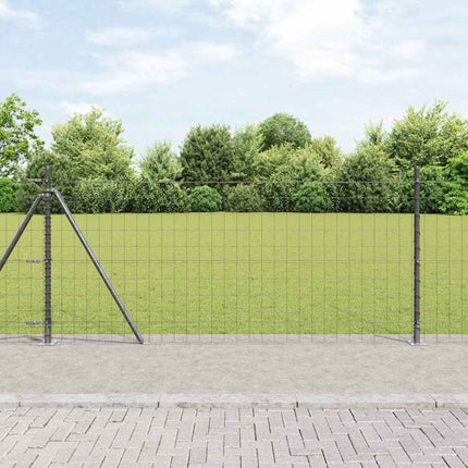 Udendørs Euro-hegn med betonfundament 10 x 0,8 m Grå Mesh
