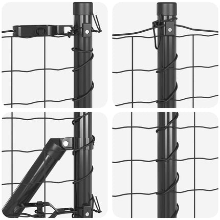 Udendørs Euro-hegn med betonfundament 25 x 0,8 m Grå Mesh