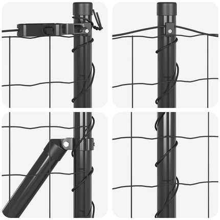 Eurohegn med betonbund 10 x 1 m PVC-belagt stål Grå Mesh