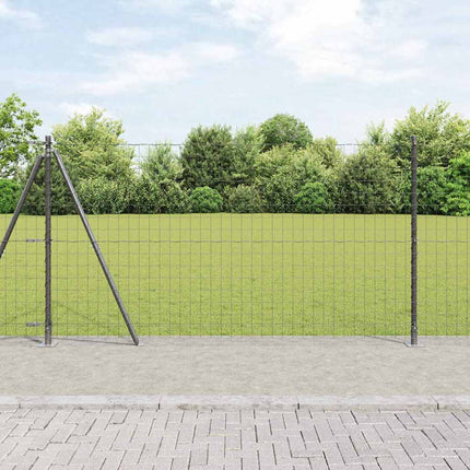 Udendørs Euro-hegn med betonfundament 25 x 1,2 m Grå Mesh