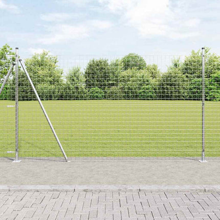 Udendørs Euro-hegn med betonfundament 10 x 1,4 m Sølv Mesh