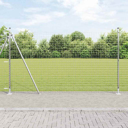 Udendørs Euro-hegn med betonfundament 10 x 1,6 m Sølv Mesh