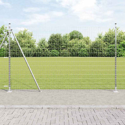 Udendørs Euro-hegn med betonfundament 10 x 1,4 m Sølv Mesh