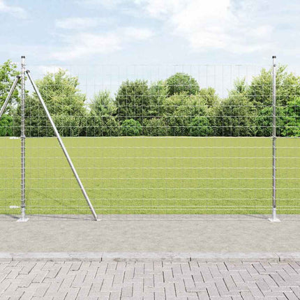 Udendørs Euro-hegn med betonfundament 10 x 1,6 m Sølv Mesh