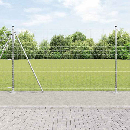Udendørs Euro-hegn med betonfundament 10 x 1,4 m Sølv Mesh