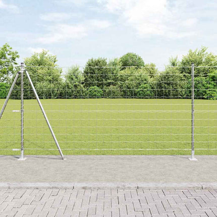 Udendørs Euro-hegn med betonfundament 25 x 1,2 m Sølv Mesh