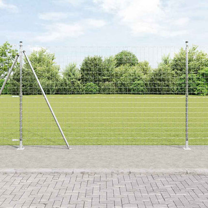 Udendørs Euro-hegn med betonfundament 10 x 1,6 m Sølv Mesh