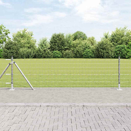 Udendørs Euro-hegn med betonfundament 50 x 0,4 m Sølv Mesh