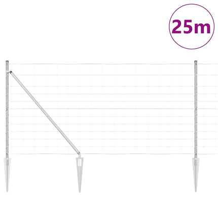 Svejset trådhegn med spidser 25 x 1,2 m Sølv Mesh