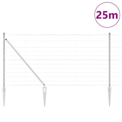 Svejset trådhegn med spidser 25 x 1,2 m Sølv Mesh